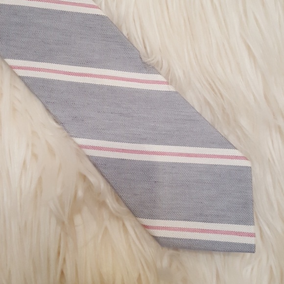 Chambray tie with pink/white stripes - Picture 2 of 2